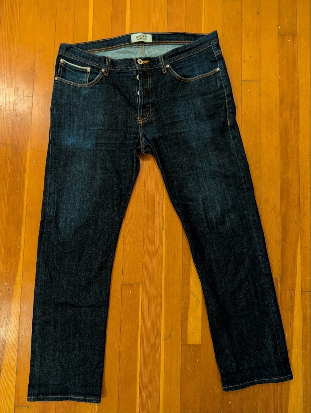 Naked & Famous Denim Straight Jeans in Dark Blue Indigo